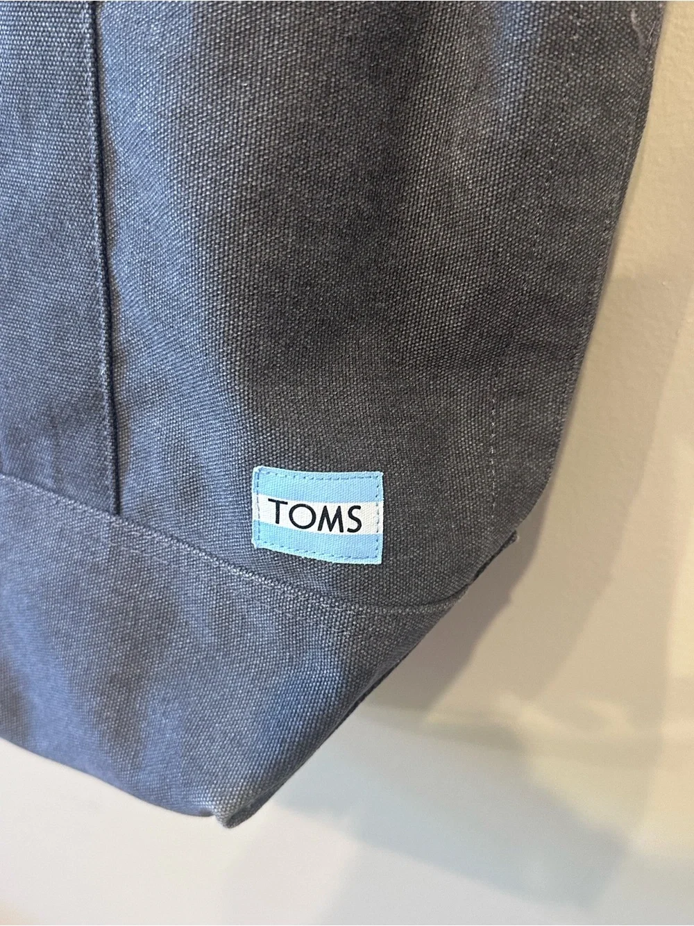 TOMS Gray Canvas Tote Bag Large Everyday Travel Work Beach Shopper Carryall